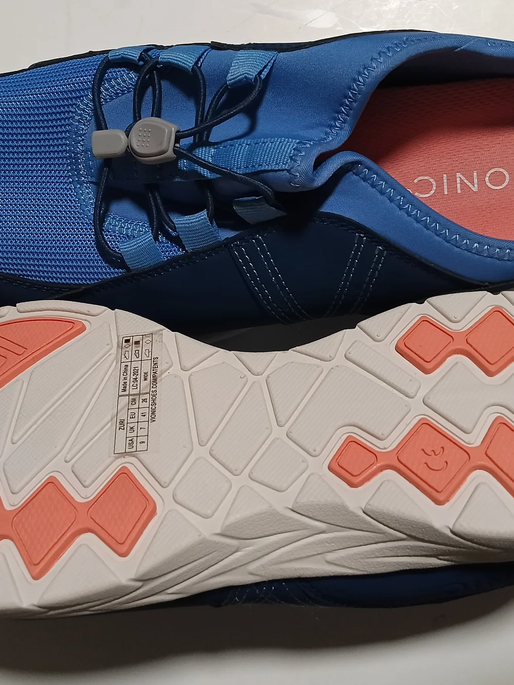 New Vionic Slip-On Athletic Sneakers in Blue with Coral Insoles Size 9